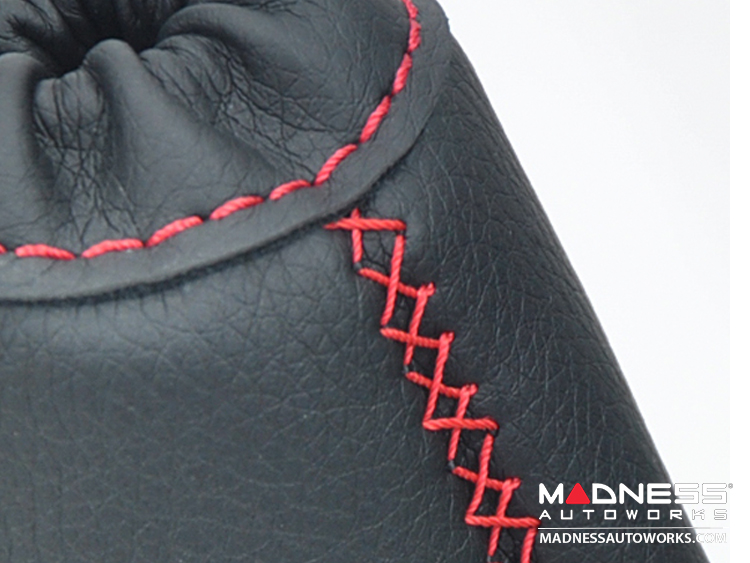 FIAT 500 eBrake Boot - Black Italy - Black Leather w/ Red Cross Stitching 